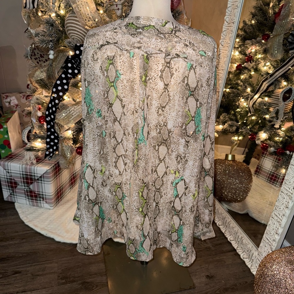 Covington Essentials Snake Print Sheer Blouse - image 5